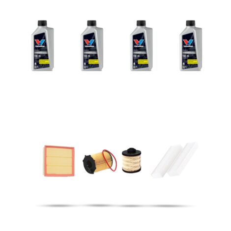 Kit tagliando 4 FILTRI e 4L OLIO compatibile con Peugeot 5008 II (P87) 1.6 BlueHDI 73kw dal 2018
