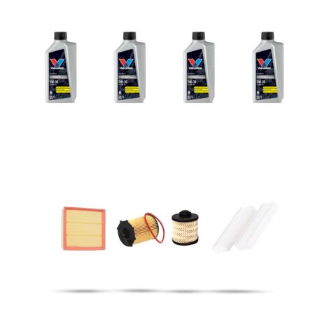 Kit tagliando 4 FILTRI e 4L OLIO compatibile con Peugeot 5008 II (P87) 1.6 BlueHDI 88kw dal 2017