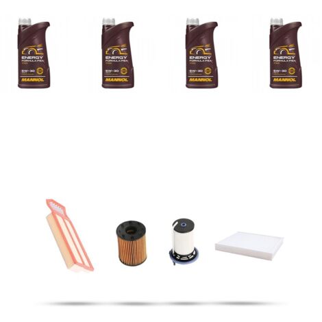 Kit tagliando 4 FILTRI e 4L OLIO compatibile con Peugeot Bipper 1.3 HDI 59kw Dal 2015