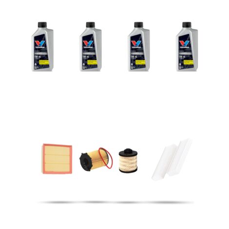 Kit tagliando 4 FILTRI e 4L OLIO compatibile con Peugeot Partner III (k9) 1.6 BlueHDI 73kw Dal 2018