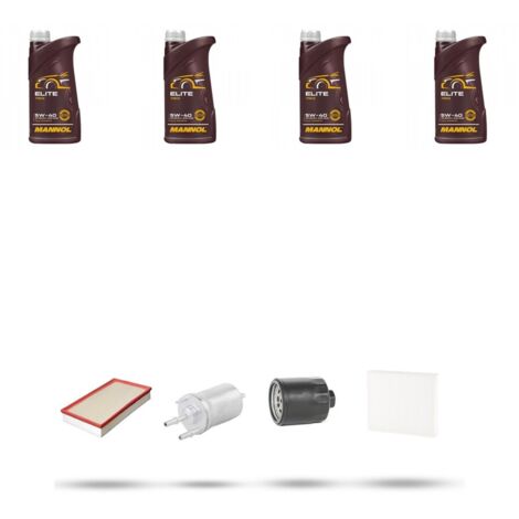 Kit tagliando 4 FILTRI e 4L OLIO compatibile con Seat Ibiza III 1.4 16v 55kw dal 2002 al 2009