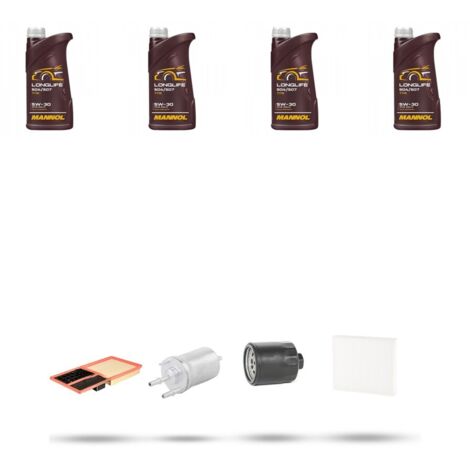 Kit tagliando 4 FILTRI e 4L OLIO compatibile con Seat Ibiza III 1.4 16v 63kw dal 2006 al 2009