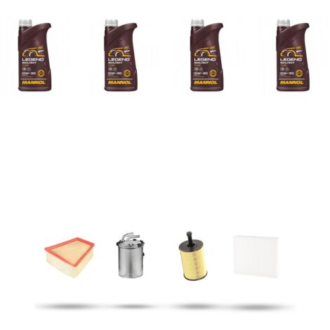 Kit tagliando 4 FILTRI e 4L OLIO compatibile con Skoda Fabia II (545,542) 1.4 TDI 51kw dal 2007 al 2014