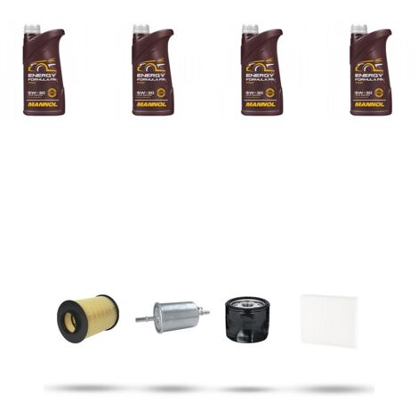 Kit tagliando 4 FILTRI e 4L OLIO compatibile con Volvo V50 1.6 74Kw dal 2004 al 2012