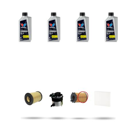 Kit tagliando 4 FILTRI e 4L OLIO compatibile con Volvo V50 1.6 D2 Diesel 80kw Dal 2004 al 2012