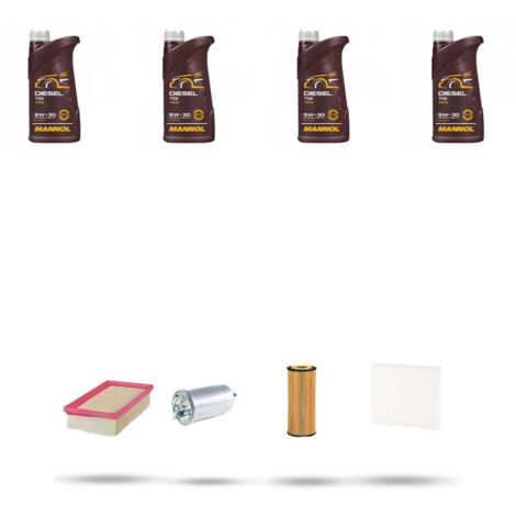 Kit tagliando 4 FILTRI e 4L OLIO compatibile con Vw Golf IV (1j1 1j5) 1.9 TDI 85kw Dal 1998 al 2001