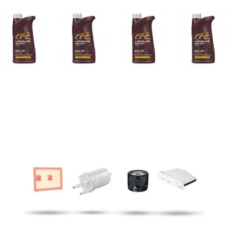 Kit tagliando 4 FILTRI e 4L OLIO compatibile con Vw New Beetle/Cambrio (5C) 1.2 TSI (5C) 77Kw dal 2011 al 2019