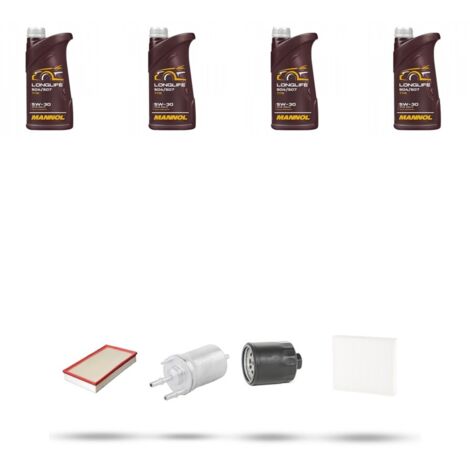 Kit tagliando 4 FILTRI e 4L OLIO compatibile con Vw POLO IV (9N) 1.4 16v 74kw Dal 2002 al 2008