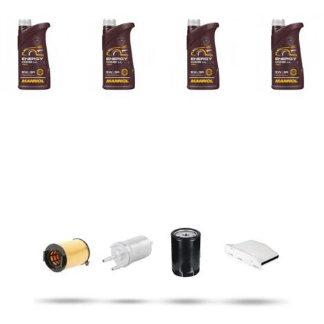 Kit tagliando 4 FILTRI e 4L OLIO compatibile con Vw Touran (1T) 2.0 FSI 80kw Dal 2006 al 2009