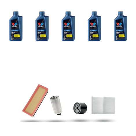 Kit tagliando 4 FILTRI e 5L OLIO compatibile con Alfa Romeo 147 (937) 1.9 Jtd 16v 103kw 2002