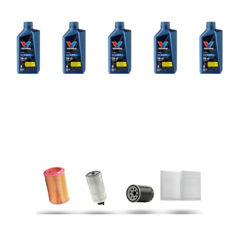 Kit tagliando 4 FILTRI e 5L OLIO compatibile con Alfa Romeo 156 (932) 2.4 JTD 110kw dal 2002-2003