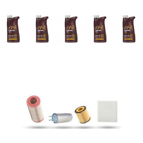 Kit tagliando 4 FILTRI e 5L OLIO compatibile con Alfa Romeo 159 (939) 1.9 JTDM 88kw dal 2005 al 2011