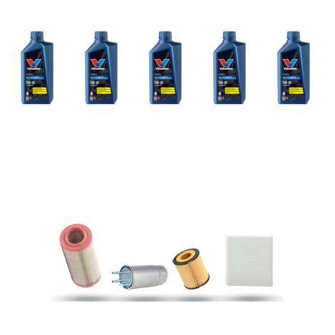Kit tagliando 4 FILTRI e 5L OLIO compatibile con Alfa Romeo 159 (939) 1.9 JTDM 88kw dal 2005 al 2011