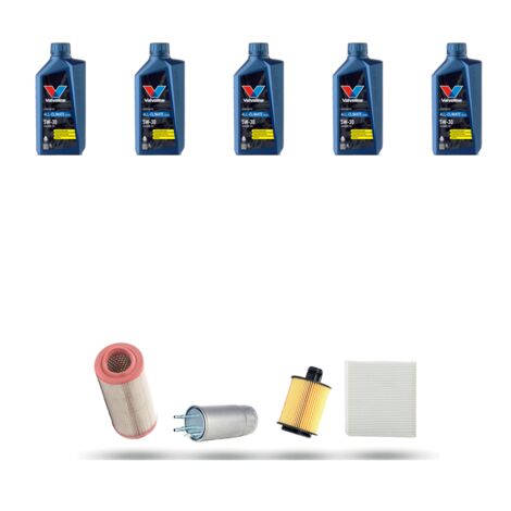Kit tagliando 4 FILTRI e 5L OLIO compatibile con Alfa Romeo 159 (939) 2.0 Jtdm 100kw dal 2010 -2011