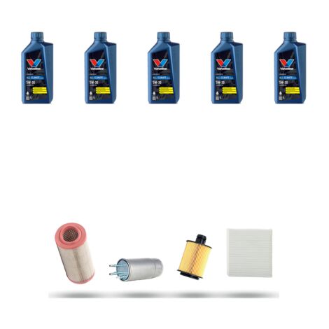 Kit tagliando 4 FILTRI e 5L OLIO compatibile con Alfa Romeo Brera (939) 2.0 JTDM 125kw dal 2009