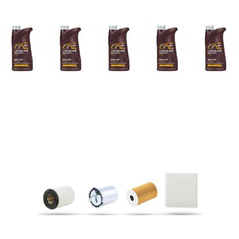 Kit tagliando 4 FILTRI e 5L OLIO compatibile con Audi A1 (8X1,8XK) 1.6 tdi 66kw dal 2010