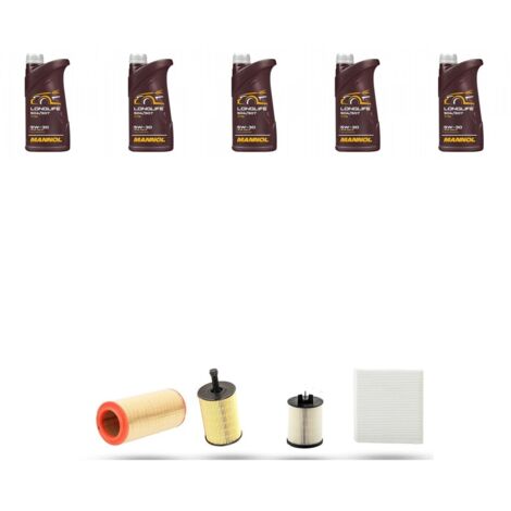 Kit tagliando 4 FILTRI e 5L OLIO compatibile con Audi A2 (8z0) 1.2 tdi 45kw dal 2000