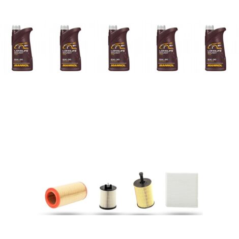 Kit tagliando 4 FILTRI e 5L OLIO compatibile con Audi A2 (8z0) 1.4 tdi 55kw dal 2000 2005