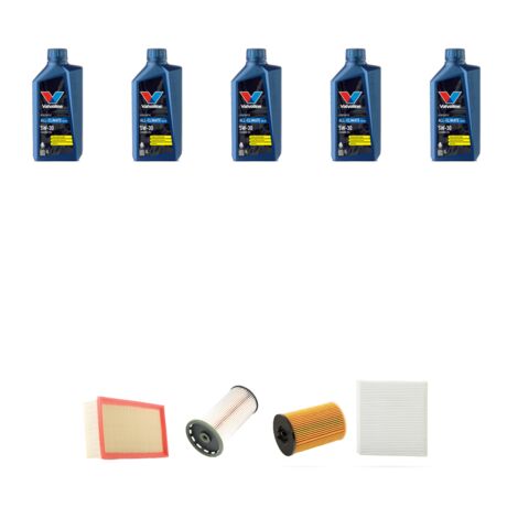 Kit tagliando 4 FILTRI e 5L OLIO compatibile con Audi A3 (8V1,8VK) 2.0 TDI 110kw dal 2012