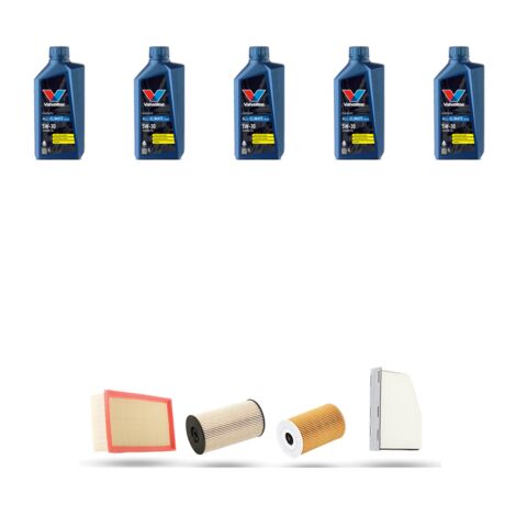 Kit tagliando 4 FILTRI e 5L OLIO compatibile con Audi A3 II (8P1,8PA) 1.6 tdi 66kw dal 2009