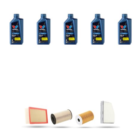 Kit tagliando 4 FILTRI e 5L OLIO compatibile con Audi A3 II (8P1,8PA) 1.6 tdi 77kw dal 2009