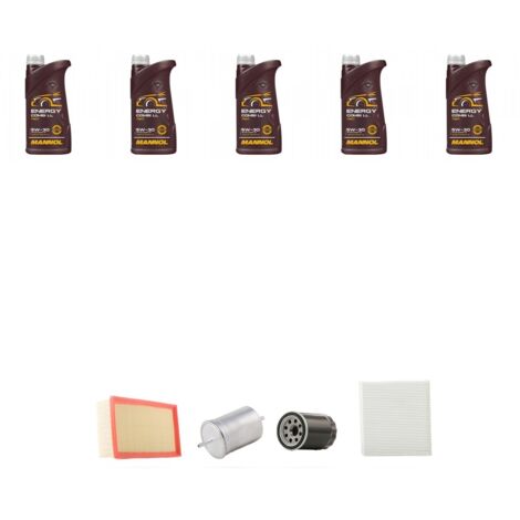 Kit tagliando 4 FILTRI e 5L OLIO compatibile con Audi A4 (B6,B7) 2.0 20V 96kw dal 2000
