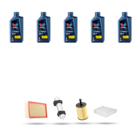 Kit tagliando 4 FILTRI e 5L OLIO compatibile con Audi A4 (B8) 2.0 tdi 105kw dal 2007
