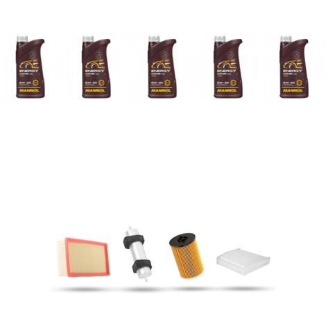 Kit tagliando 4 FILTRI e 5L OLIO compatibile con Audi A4 (B8) 2.0 tdi 110kw dal 2013 al 2016