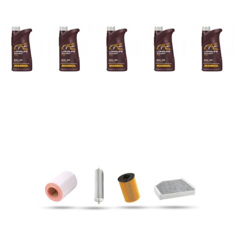Kit tagliando 4 FILTRI e 5L OLIO compatibile con Audi A6 (C7) 2.0 tdi 110kw 2014