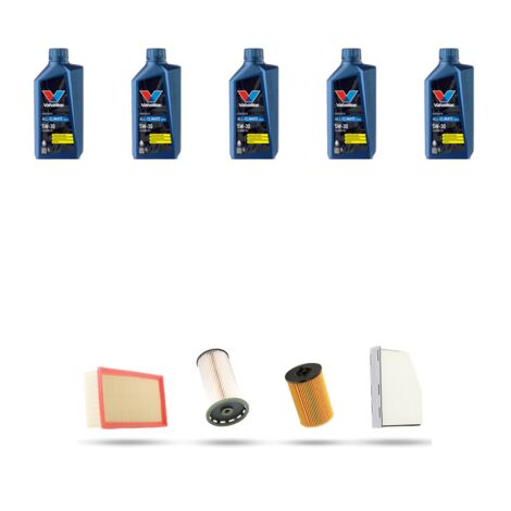 Kit tagliando 4 FILTRI e 5L OLIO compatibile con Audi Q3 (8UB,8UG) 2.0 tdi 110kw dal 2014