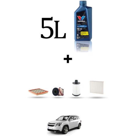 Kit tagliando 4 FILTRI e 5L OLIO compatibile con Chevrolet Orlando 2.0d 120kw dal 2011