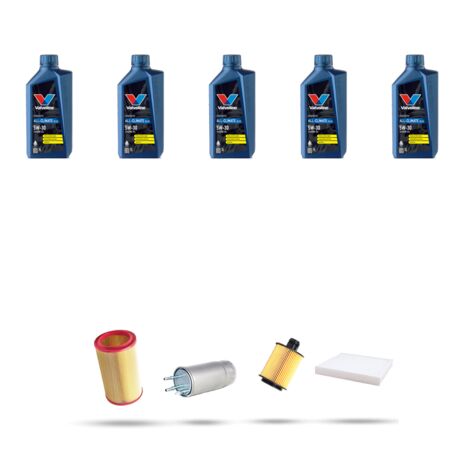 Kit tagliando 4 FILTRI e 5L OLIO compatibile con Chrysler Delta 2.0 121kw dal 2011