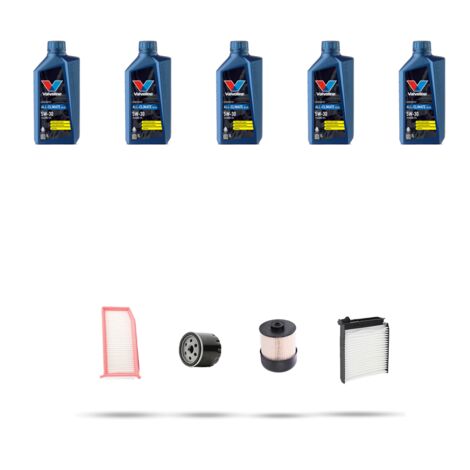 Kit tagliando 4 FILTRI e 5L OLIO compatibile con Dacia Duster 1.5 Dci 81kw dal 2010