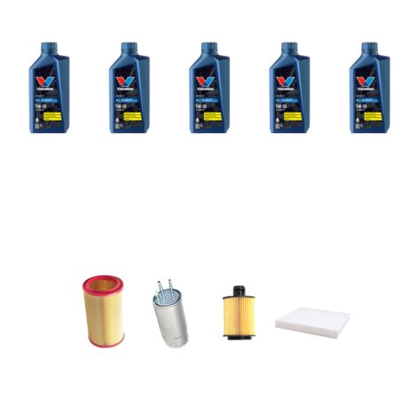 Kit tagliando 4 FILTRI e 5L OLIO compatibile con Fiat Bravo II 1.6 MJT 16v 66kw dal 2008