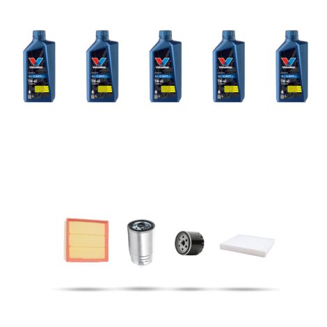 Kit tagliando 4 FILTRI e 5L OLIO compatibile con Fiat Multipla (186) 1.9 JTD 81kw dal 2001 al 2002