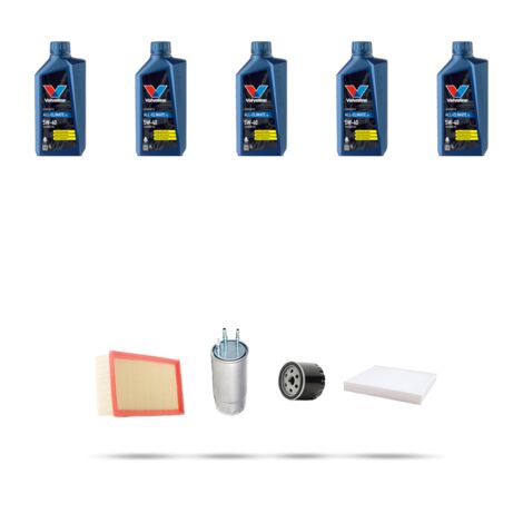 Kit tagliando 4 FILTRI e 5L OLIO compatibile con Fiat Stilo 1.9 MJTd 110kw dal 2005 al 2008