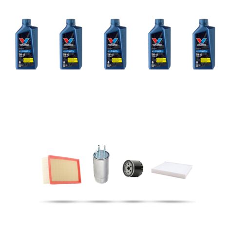 Kit tagliando 4 FILTRI e 5L OLIO compatibile con Fiat Stilo 1.9 MJTD 88kw dal 2005 al 2008