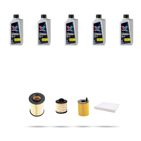 Kit tagliando 4 FILTRI e 5L OLIO compatibile con Ford C-Max II 1.5 Tdci 70kw dal 2015