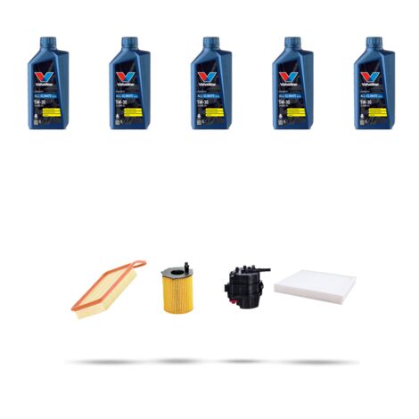 Kit tagliando 4 FILTRI e 5L OLIO compatibile con Ford Fiesta VI 1.4 Tdci 50kw dal 2008