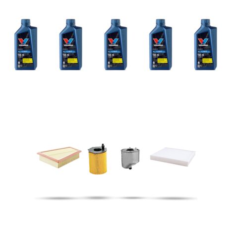 Kit tagliando 4 FILTRI e 5L OLIO compatibile con Ford Fiesta VI 1.5 Tdci 55kw dal 2012