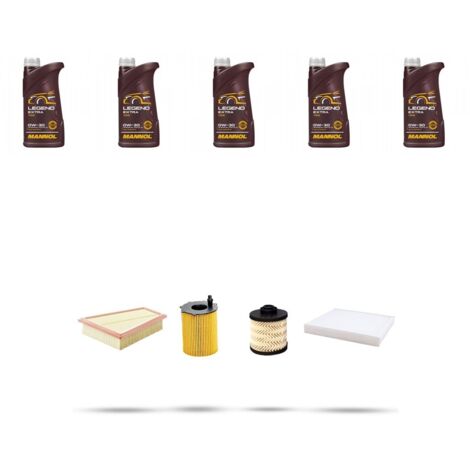 Kit tagliando 4 FILTRI e 5L OLIO compatibile con Ford Fiesta VI 1.5 tdci 70kw dal 2015