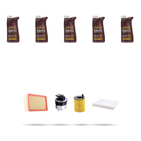 Kit tagliando 4 FILTRI e 5L OLIO compatibile con Ford Focus C-Max TDCI 1.6 80kw dal 2003