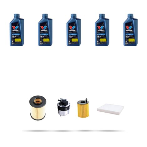 Kit tagliando 4 FILTRI e 5L OLIO compatibile con Ford Focus II 1.6 TDCI 74kw dal 2005