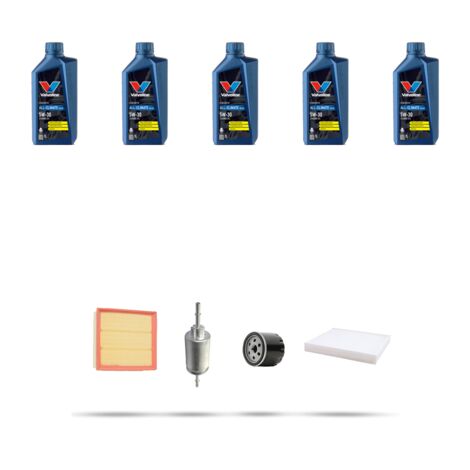 Kit tagliando 4 FILTRI e 5L OLIO compatibile con Ford Fusion 1.25 16v 55kw dal 2005