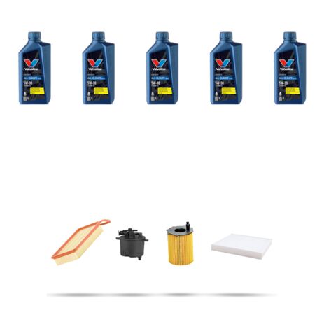 Kit tagliando 4 FILTRI e 5L OLIO compatibile con Ford Fusion 1.4 TDCI 50kw dal 2002