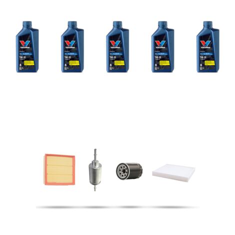 Kit tagliando 4 FILTRI e 5L OLIO compatibile con Ford Fusion 1.6 74kw dal 2002