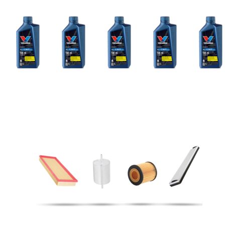 Kit tagliando 4 FILTRI e 5L OLIO compatibile con Ford Mondeo III 1.8 92kw dal 2000 dal 2007