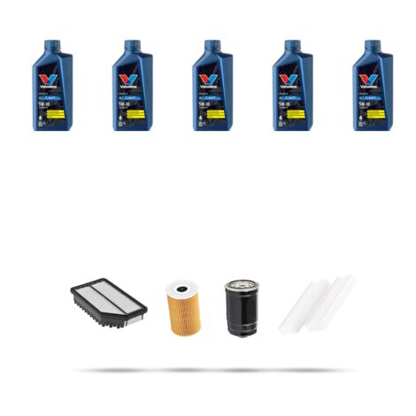 Kit tagliando 4 FILTRI e 5L OLIO compatibile con Hyundai i20 1.1 CRDi 55kw dal 2012