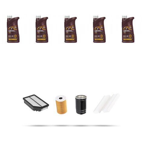 Kit tagliando 4 FILTRI e 5L OLIO compatibile con Hyundai i20 1.1 CRDi 55kw dal 2012