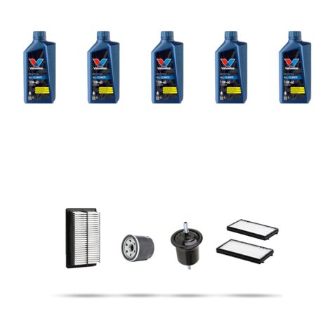 Kit tagliando 4 FILTRI e 5L OLIO compatibile con Hyundai Santa FE I 2.7 v6 127kw dal 2000
